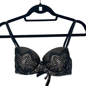 Victoria’s Secret dream angels black tan lace push up bra 32D